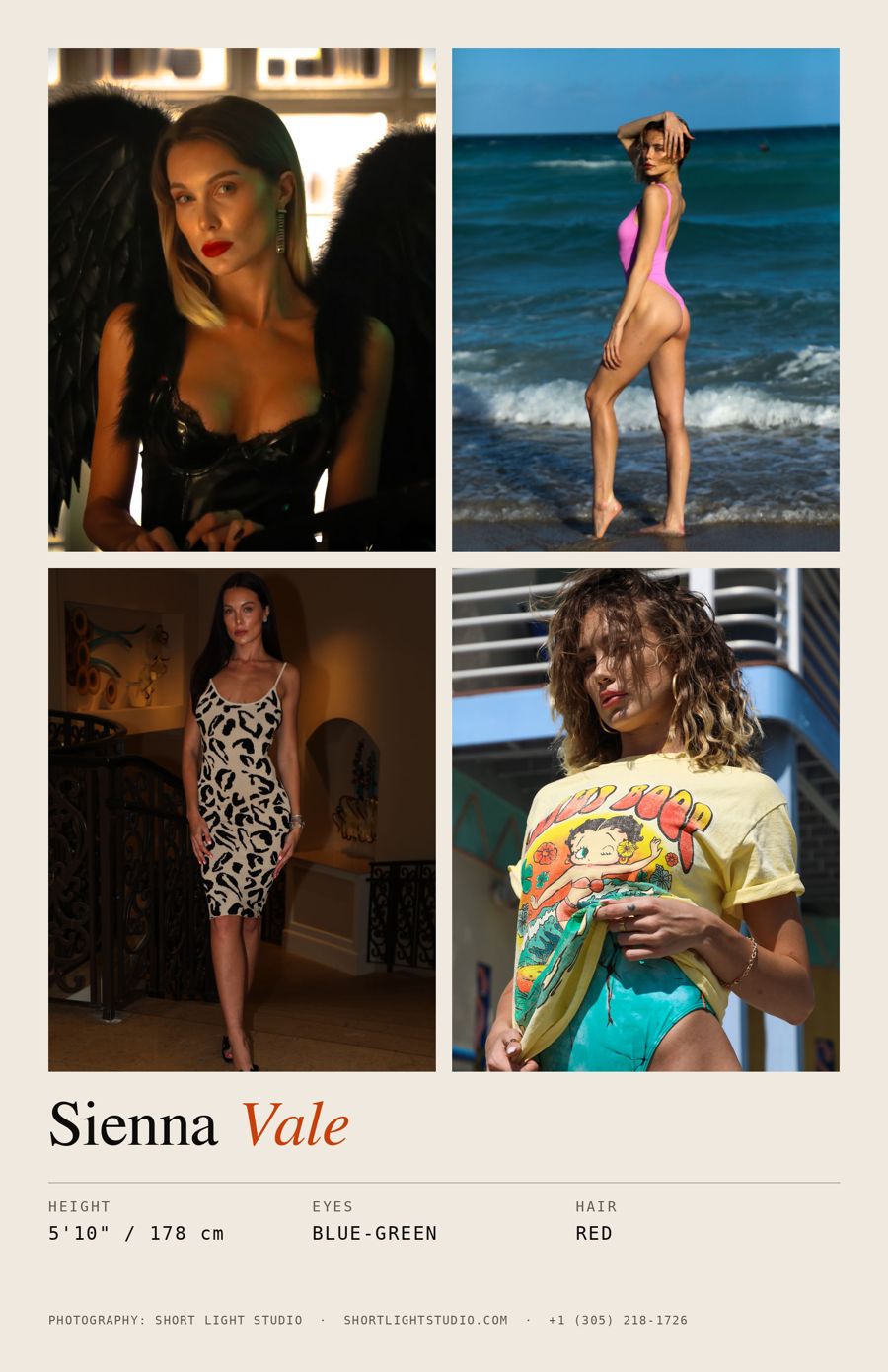 Sienna Vale Comp card, Back